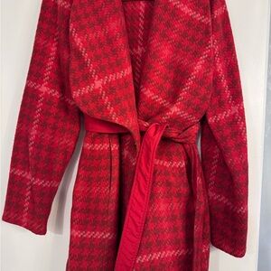 CAbi Red Plaid Women's Cape Coat